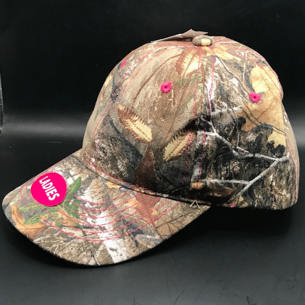 Realtree EDGE Camo Hat Womens Adjustable Strapback Cap Pink Stitching Blank